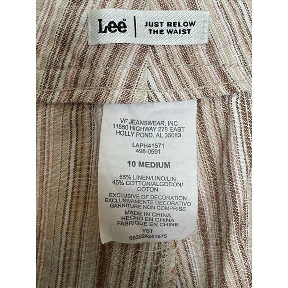 LEE Beige Pinstripe Linen Pants 10 Medium - Picture 6 of 6